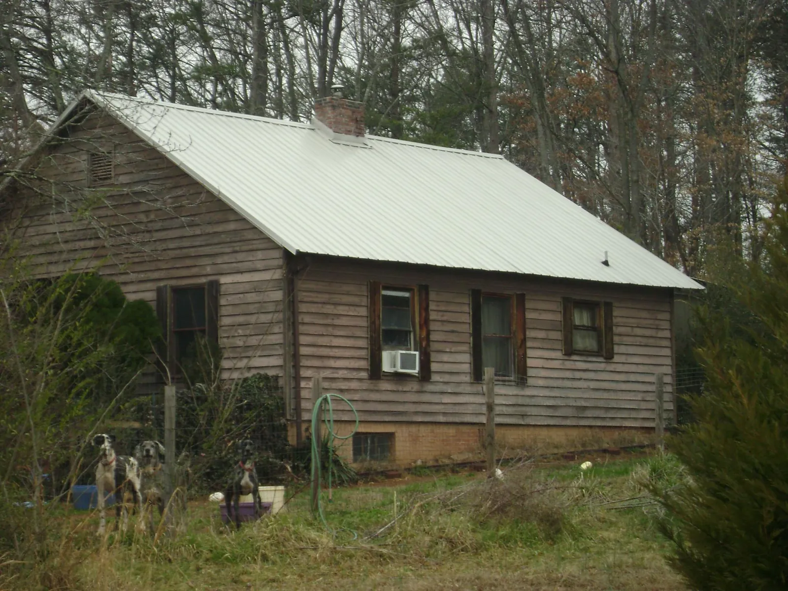 White metal roof on an old wood sided farmhouse, from a Asphalt Shingle Roof Repair job in Sun City